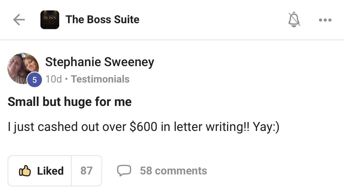 Stephanie S. — $600 cashed out